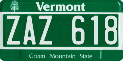 VT license plate ZAZ618