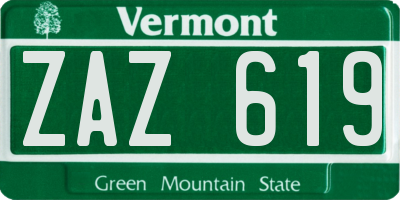 VT license plate ZAZ619