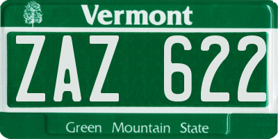 VT license plate ZAZ622