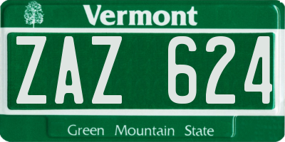 VT license plate ZAZ624