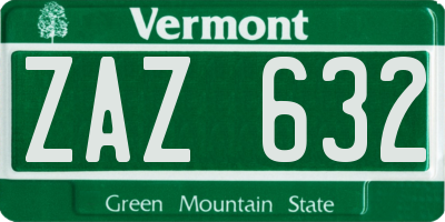 VT license plate ZAZ632