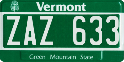 VT license plate ZAZ633