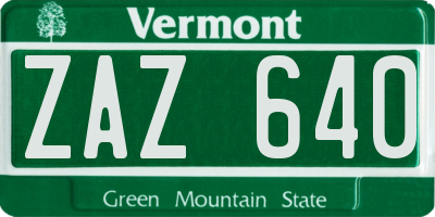 VT license plate ZAZ640