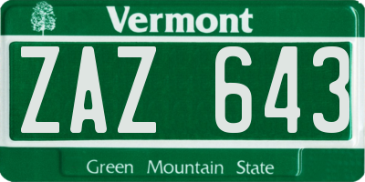 VT license plate ZAZ643