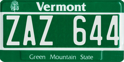 VT license plate ZAZ644