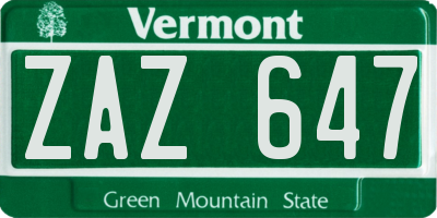 VT license plate ZAZ647