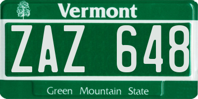 VT license plate ZAZ648