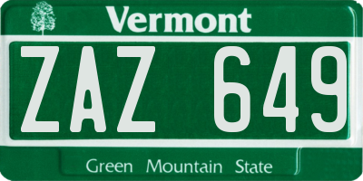 VT license plate ZAZ649