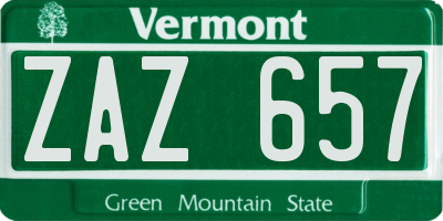 VT license plate ZAZ657