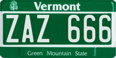 VT license plate ZAZ666