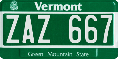 VT license plate ZAZ667