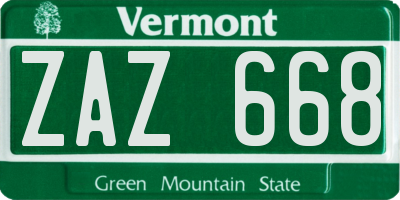 VT license plate ZAZ668