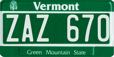 VT license plate ZAZ670