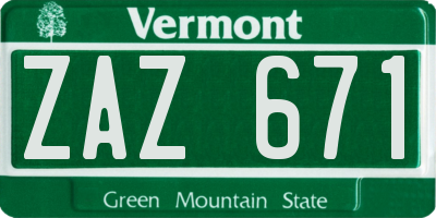 VT license plate ZAZ671