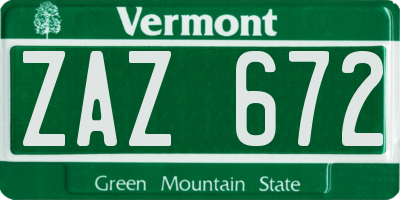 VT license plate ZAZ672