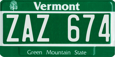 VT license plate ZAZ674