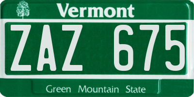VT license plate ZAZ675