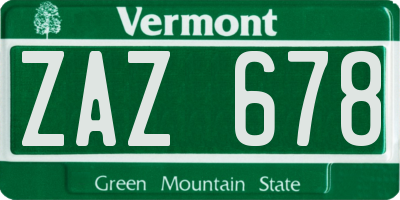 VT license plate ZAZ678