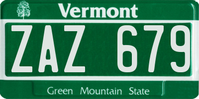 VT license plate ZAZ679