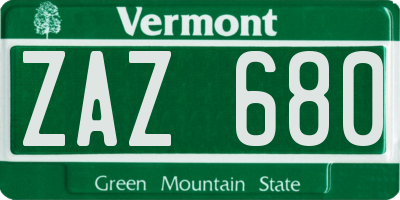 VT license plate ZAZ680