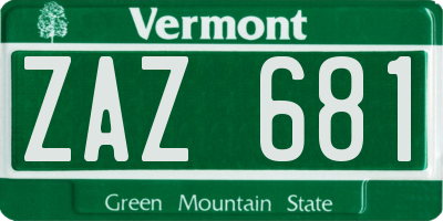 VT license plate ZAZ681