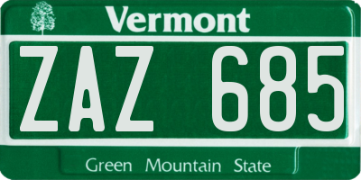 VT license plate ZAZ685