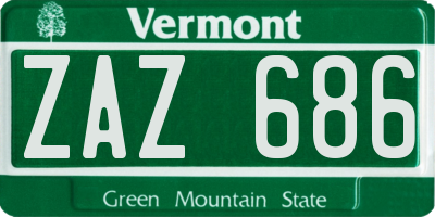 VT license plate ZAZ686