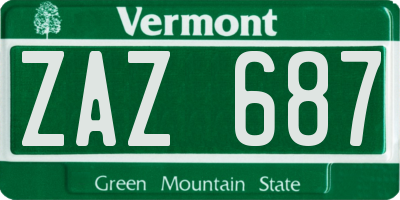 VT license plate ZAZ687