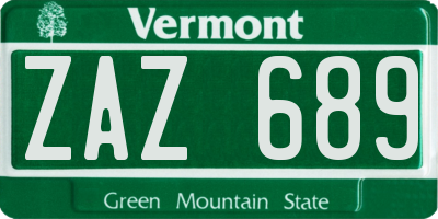 VT license plate ZAZ689