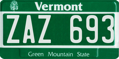 VT license plate ZAZ693