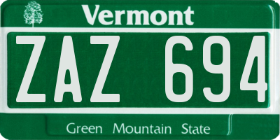 VT license plate ZAZ694