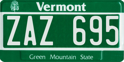 VT license plate ZAZ695
