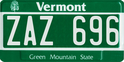VT license plate ZAZ696