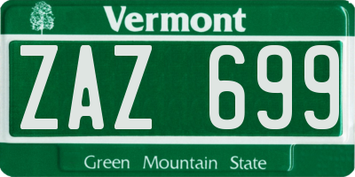 VT license plate ZAZ699