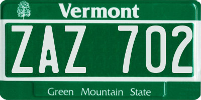 VT license plate ZAZ702