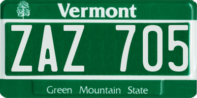 VT license plate ZAZ705