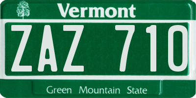VT license plate ZAZ710
