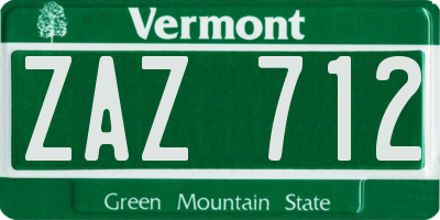 VT license plate ZAZ712