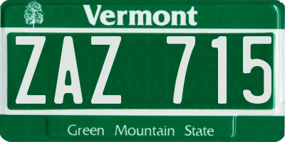 VT license plate ZAZ715