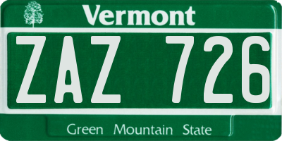 VT license plate ZAZ726
