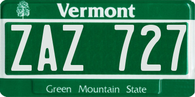 VT license plate ZAZ727