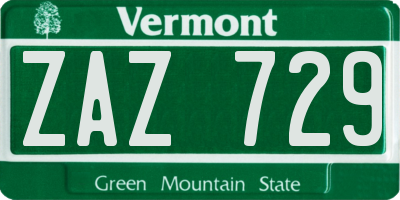 VT license plate ZAZ729