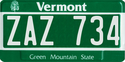 VT license plate ZAZ734