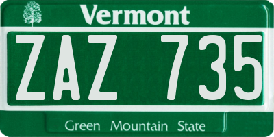 VT license plate ZAZ735