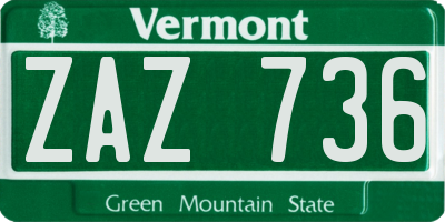 VT license plate ZAZ736