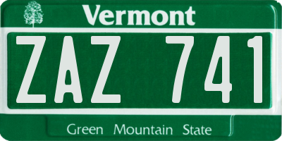 VT license plate ZAZ741