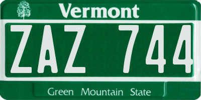 VT license plate ZAZ744