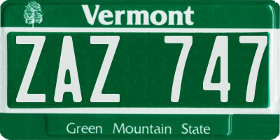 VT license plate ZAZ747