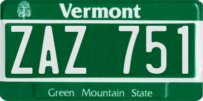 VT license plate ZAZ751