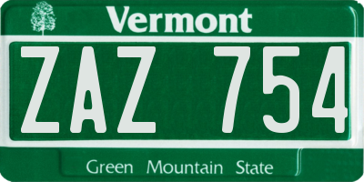 VT license plate ZAZ754